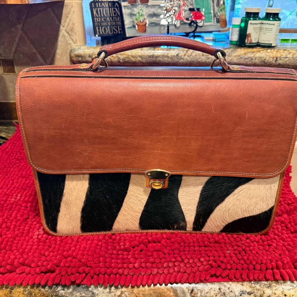 Stylish Brown and Black Leather Women’s computer briefcase Bag